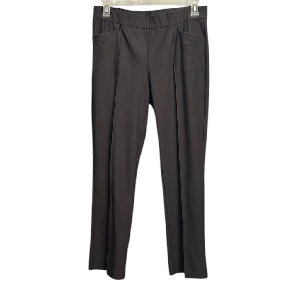 Eileen Fisher Washable Crepe Pull-On Pants Seamed Wren Straight Leg Pockets Med - Picture 7 of 9